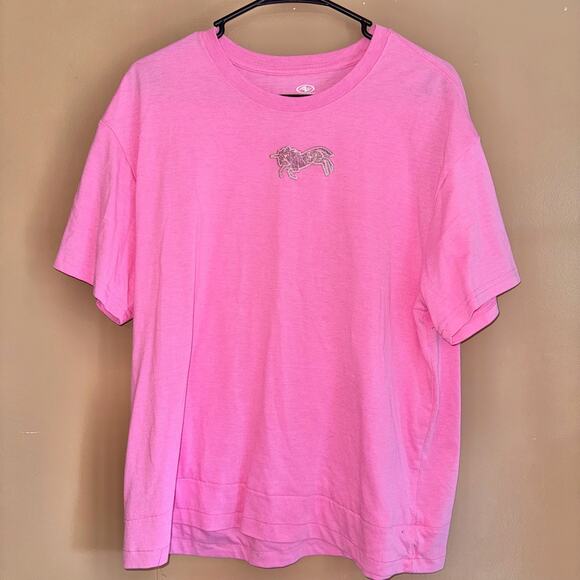Skechers Women's Short Sleeve Pink Sequin Unicorn Tee T-Shirt - Size Large - Picture 1 of 8